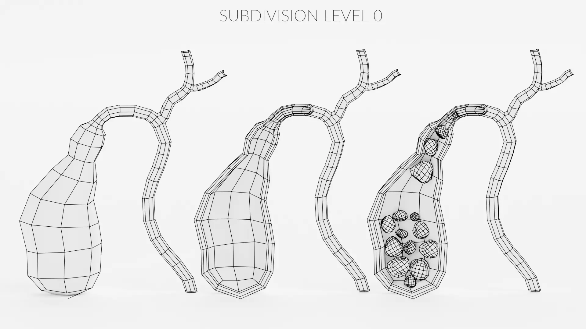 Gallbladder Set - Full Human Organ with Section and Gallstones  3D model_12