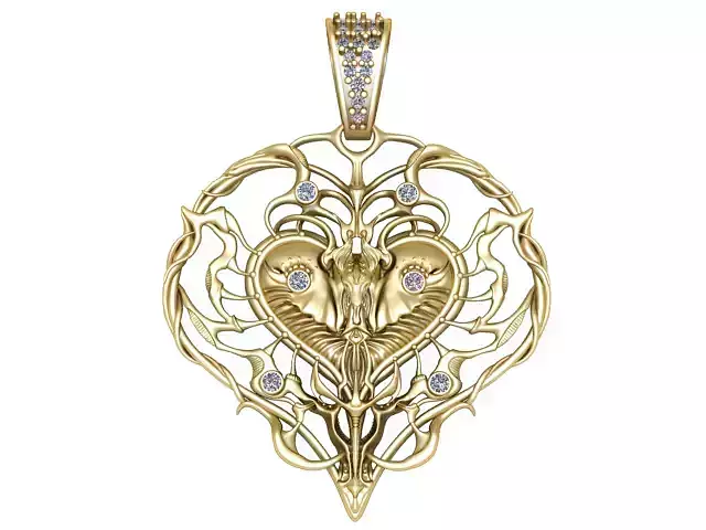 Royal Serpent Heart Pendant 3D Printable Jewelry Model