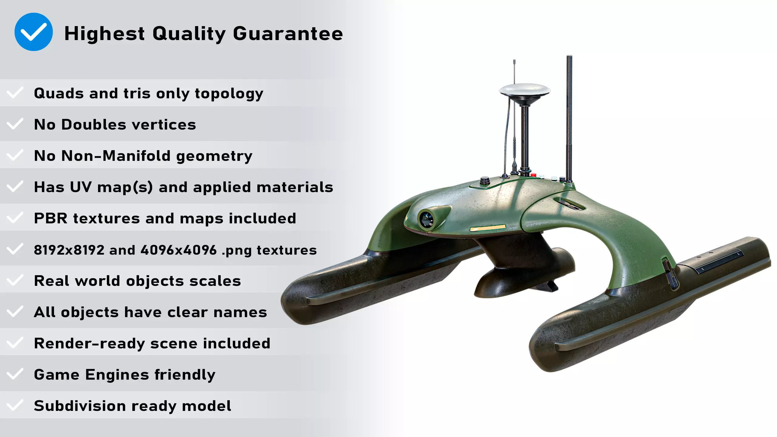 USV Sonobot 5 Surface Drone Military PBR Low-poly 3D model_1