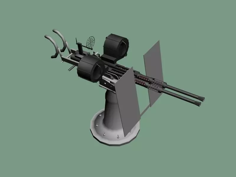 Oerlikon 20mm twin anti-aircraft gun - WWII  3D model_0