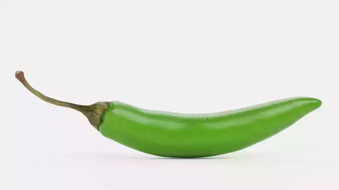 Green Chilli Pepper - Realistic Hot Food Prop 3D model 5