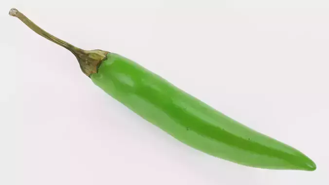 Green Chilli Pepper - Realistic Hot Food Prop 3D model 2