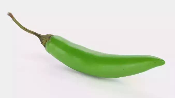 Green Chilli Pepper - Realistic Hot Food Prop 3D model 4
