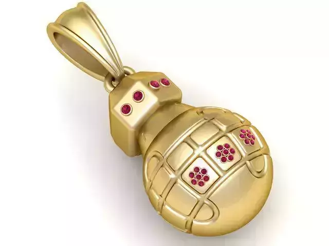 Gold Grenade Pendant 3D Printable MODEL 