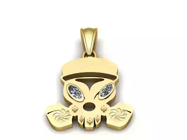 Gold Alien Skull Pendant 3D Printable Model