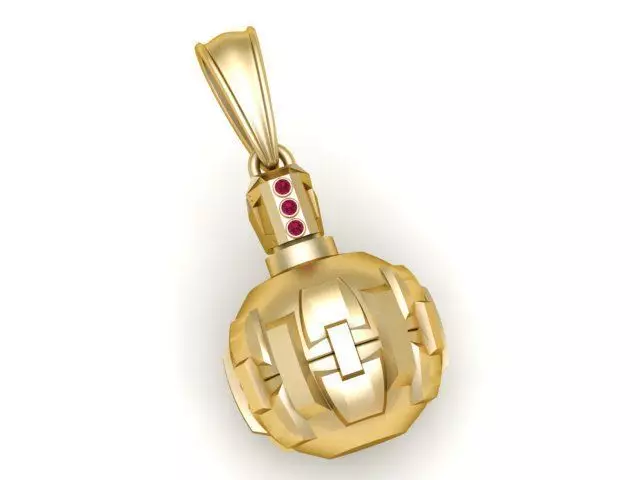 Gold Tech Grenade Pendant 3D Printable Model 3D print model