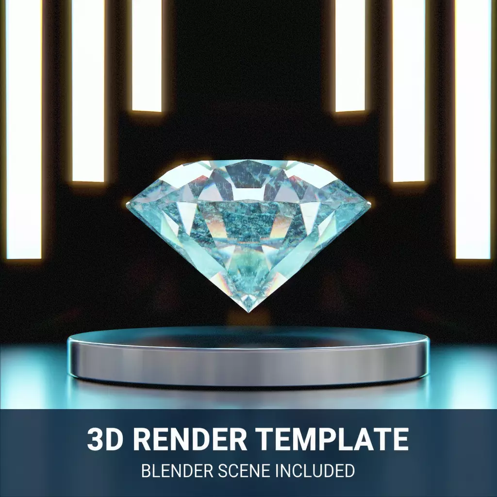 Premium 3D Diamond Jewelry Product Visualization Render 3D model_0
