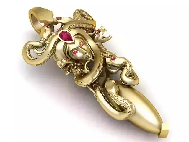 Gold Serpent Goddess Pendant 3D Printable Model