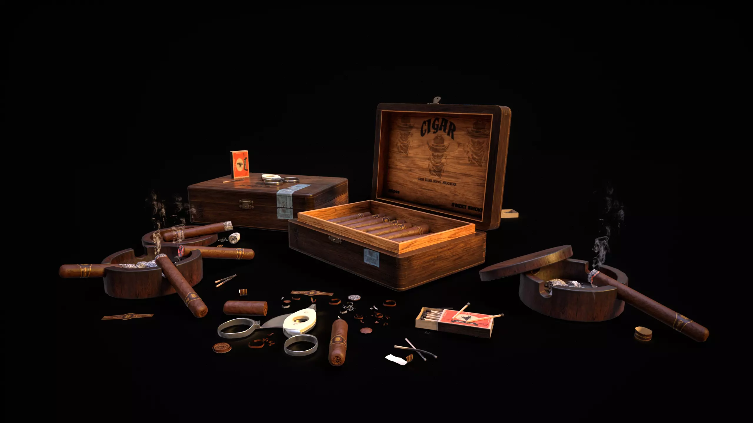 Smoking Set-01 Low-poly 3D model_2