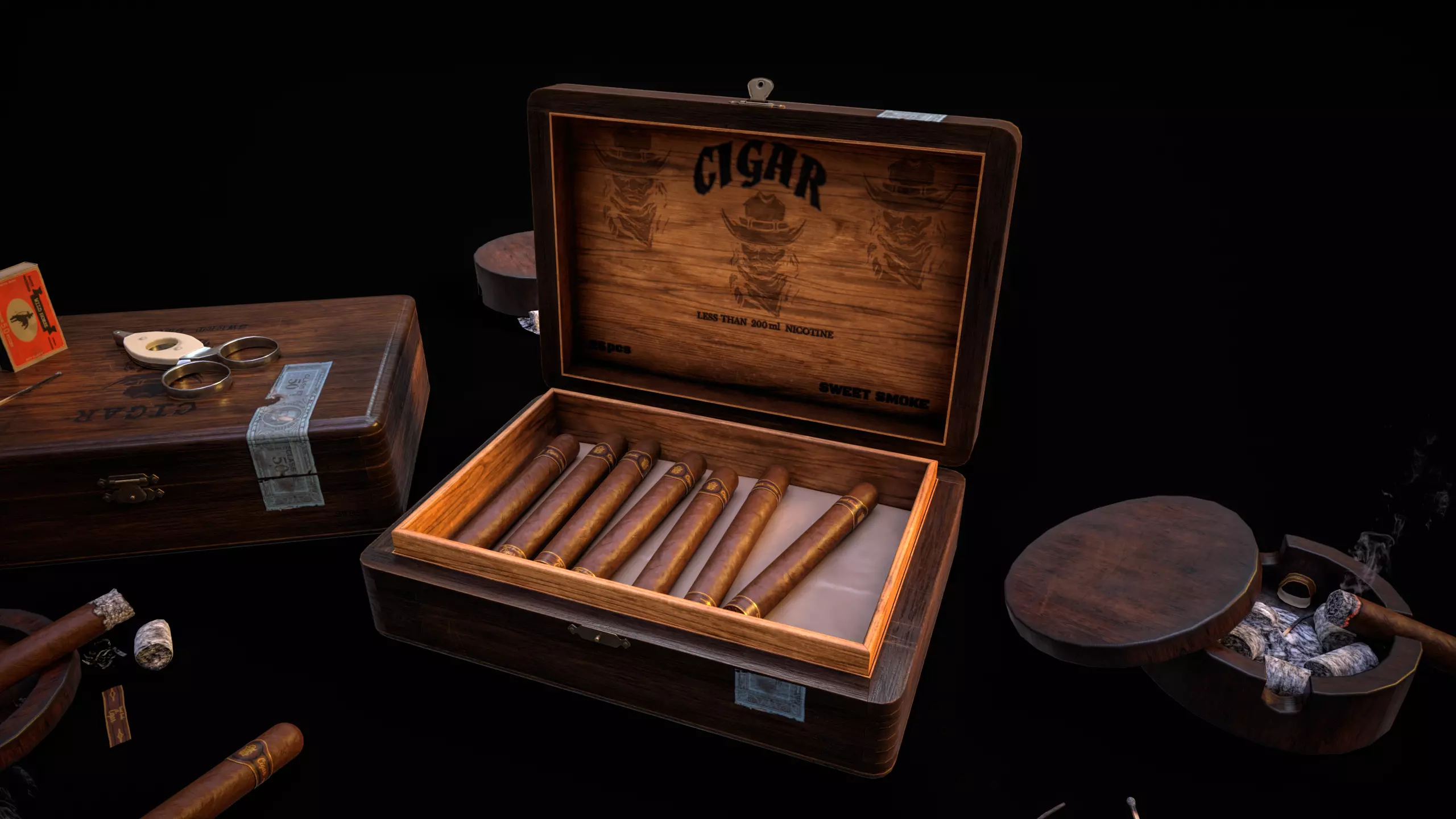 Smoking Set-01 Low-poly 3D model_3