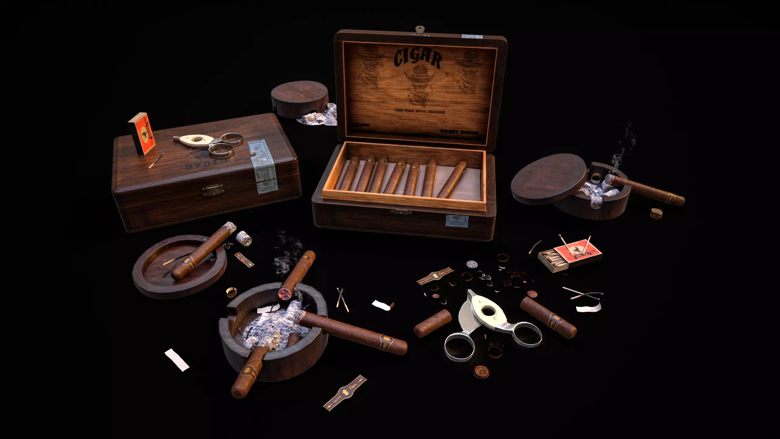 Smoking Set-01 Low-poly 3D model_0