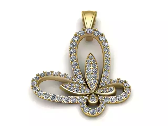 Diamond Butterfly Pendant 3D Printable Model