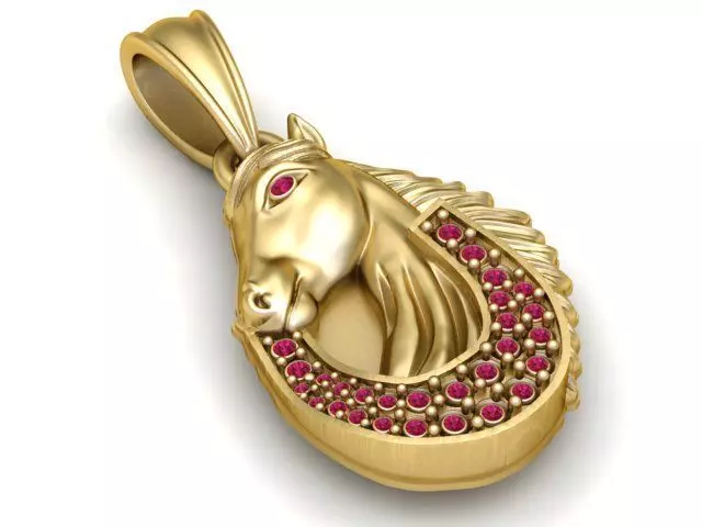 Gold Horse Head Pendant 3D Printable Model 3D print model