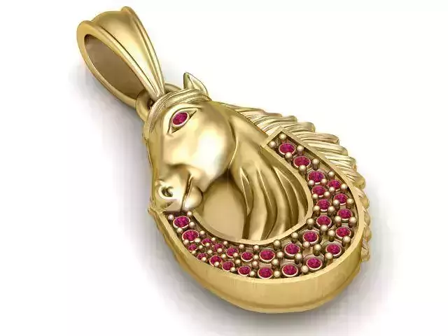 Gold Horse Head Pendant 3D Printable Model