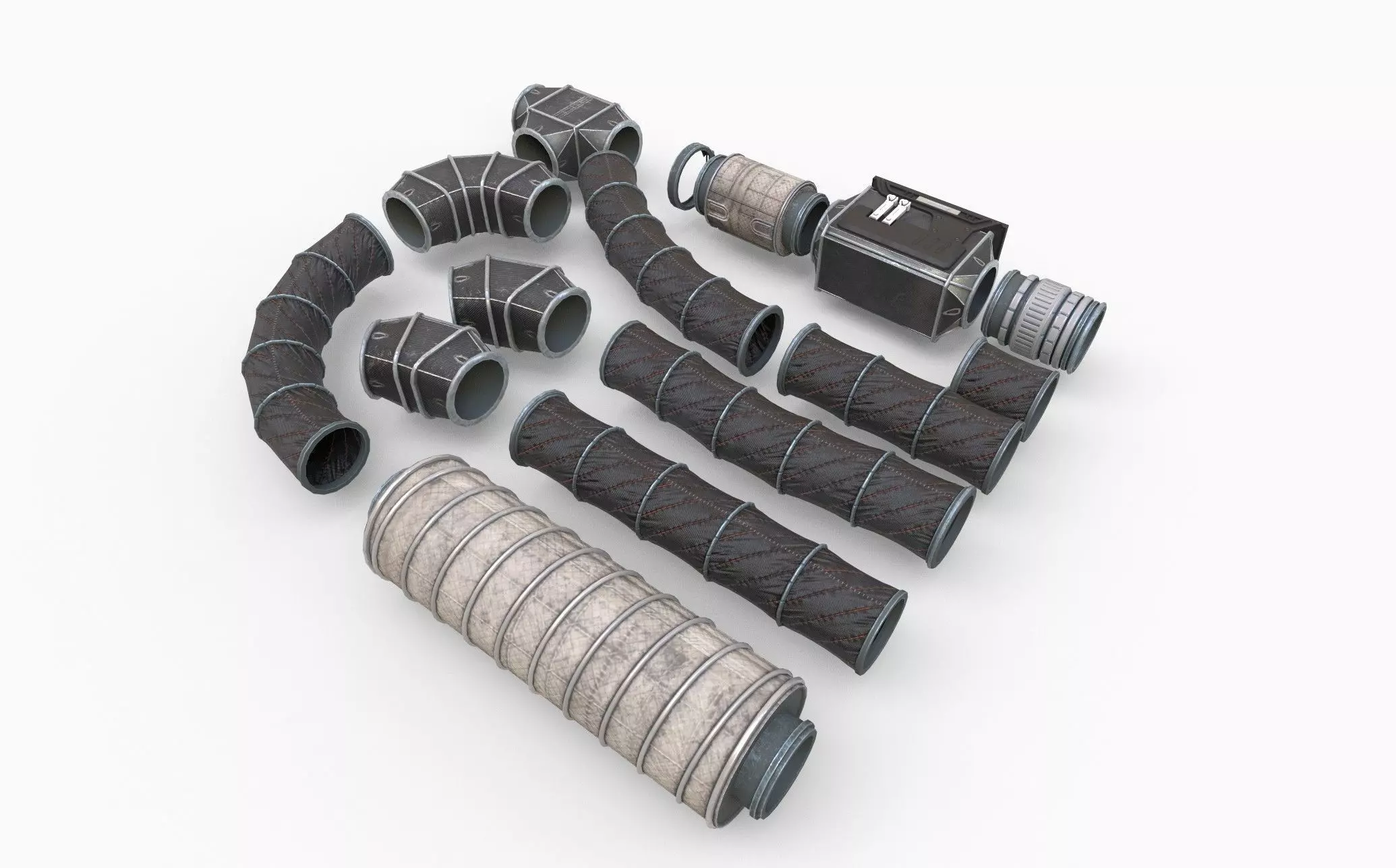 Sci-Fi Ventilation System Carbon Low-poly 3D model_6