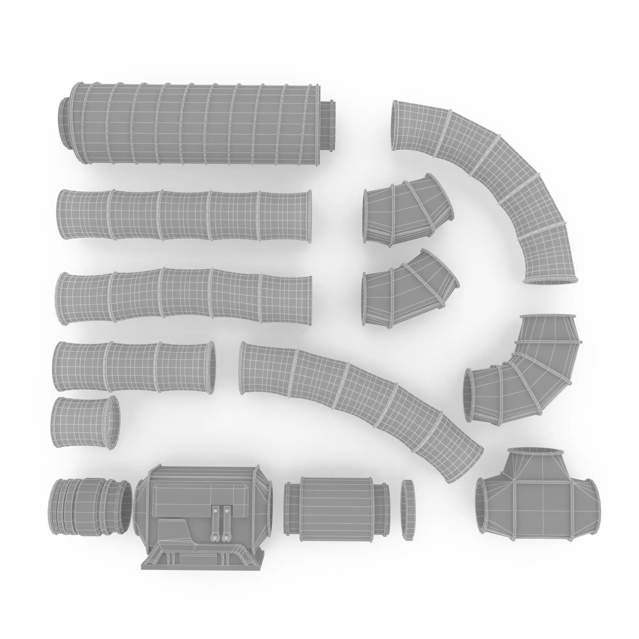 Sci-Fi Ventilation System Carbon Low-poly 3D model_9