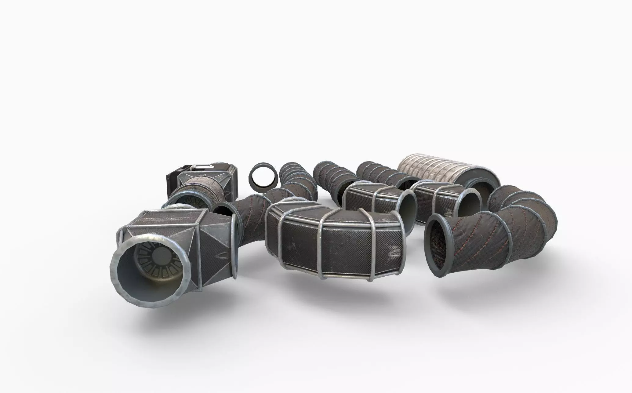 Sci-Fi Ventilation System Carbon Low-poly 3D model_3