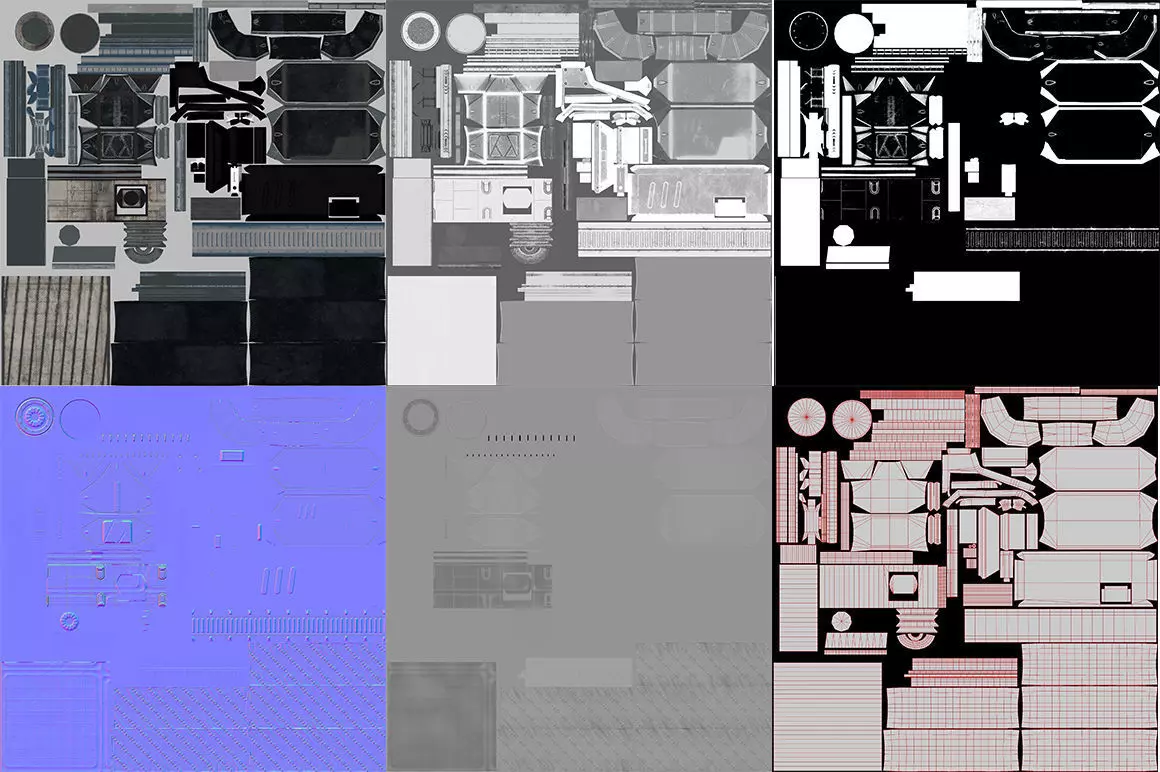 Sci-Fi Ventilation System Carbon Low-poly 3D model_8