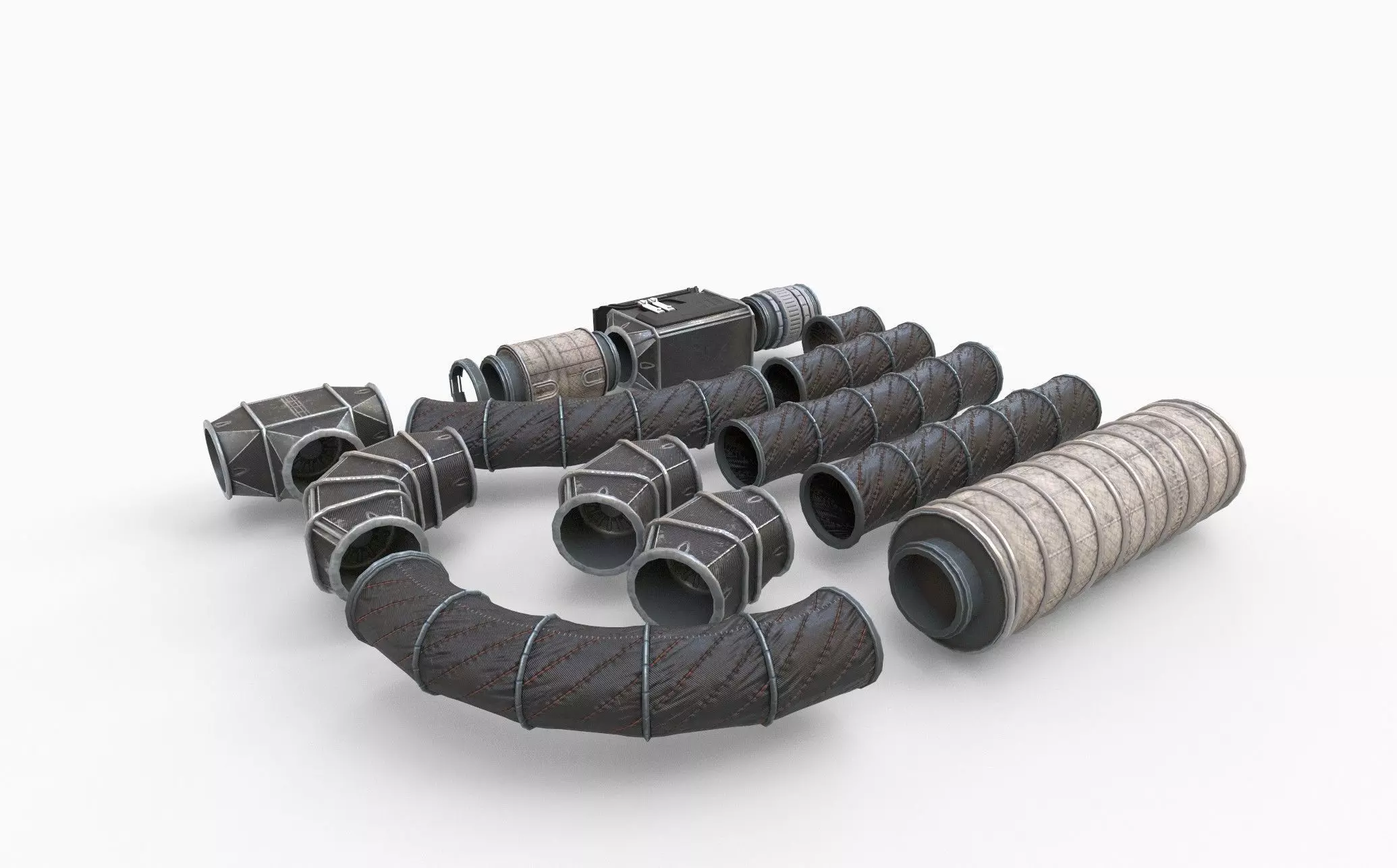 Sci-Fi Ventilation System Carbon Low-poly 3D model_4