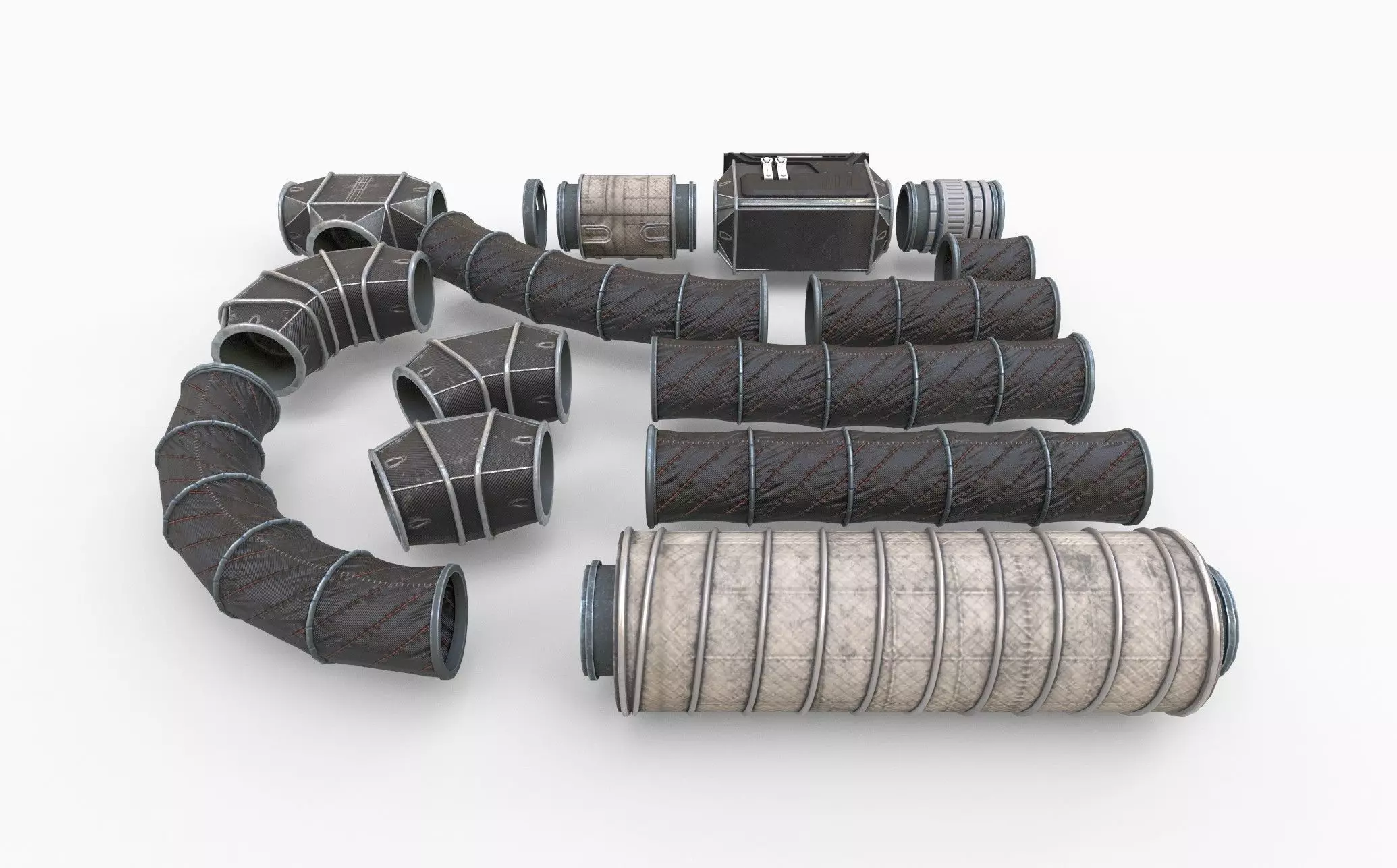 Sci-Fi Ventilation System Carbon Low-poly 3D model_5