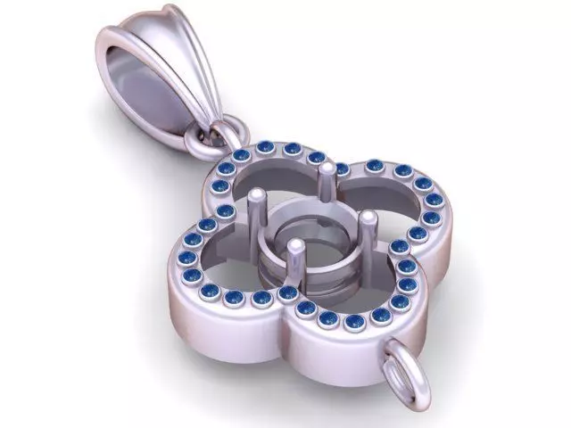 Gold Clover Gem Pendant 3D Printable Model 3D print model_3