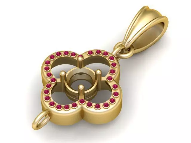 Gold Clover Gem Pendant 3D Printable Model 3D print model_1