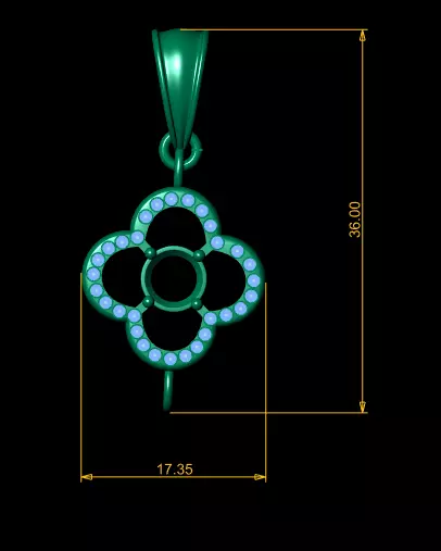 Gold Clover Gem Pendant 3D Printable Model 3D print model_4