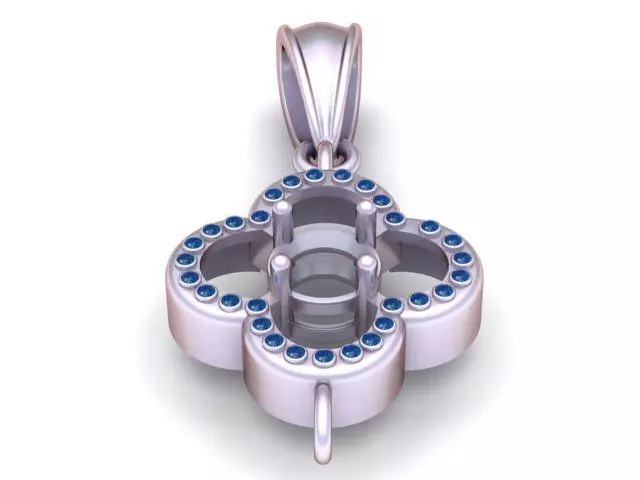 Gold Clover Gem Pendant 3D Printable Model 3D print model_2