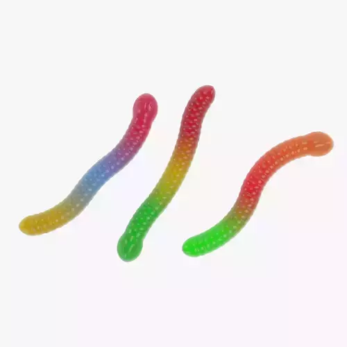 Gummy Worms - Jelly Candy Set Rigged 3D model