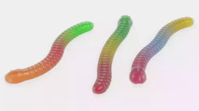 Gummy Worms - Jelly Candy Set Rigged 3D model 5
