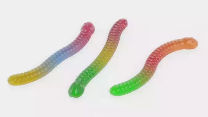 Gummy Worms - Jelly Candy Set Rigged 3D model 2