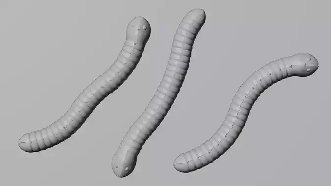 Gummy Worms - Jelly Candy Set Rigged 3D model 3