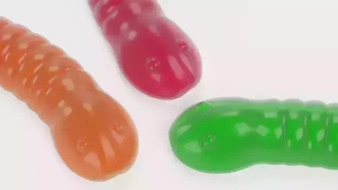 Gummy Worms - Jelly Candy Set Rigged 3D model 7