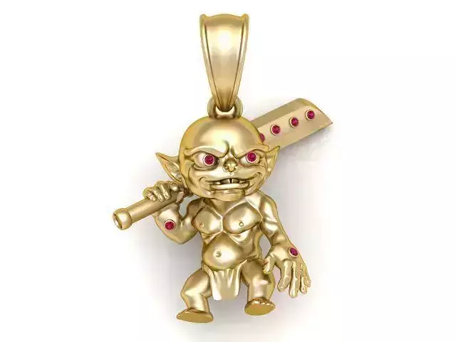Gold Goblin Warrior Pendant 3D Printable Model