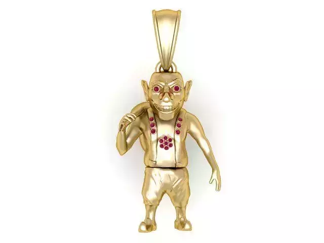 Gold Goblin Character Pendant 3D Printable Model