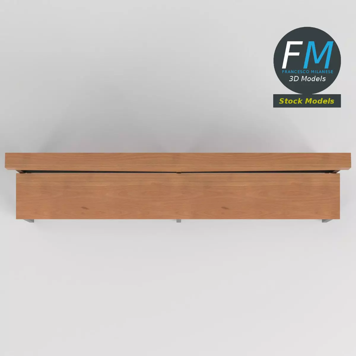 Minimalist wooden hallway bench Low-poly 3D model_6
