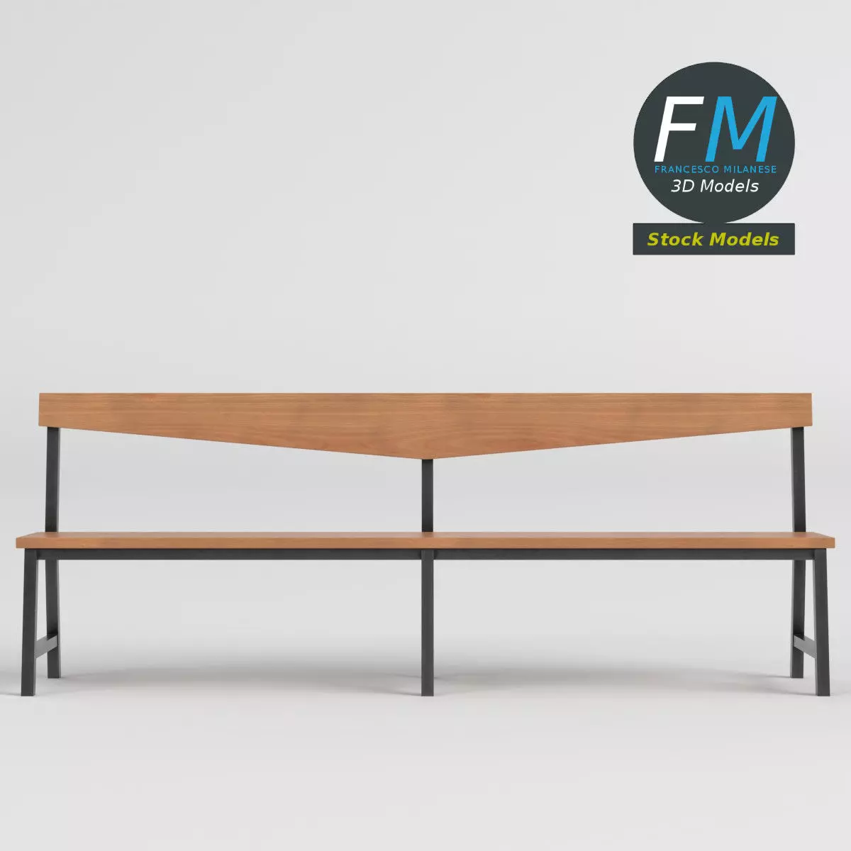 Minimalist wooden hallway bench Low-poly 3D model_3