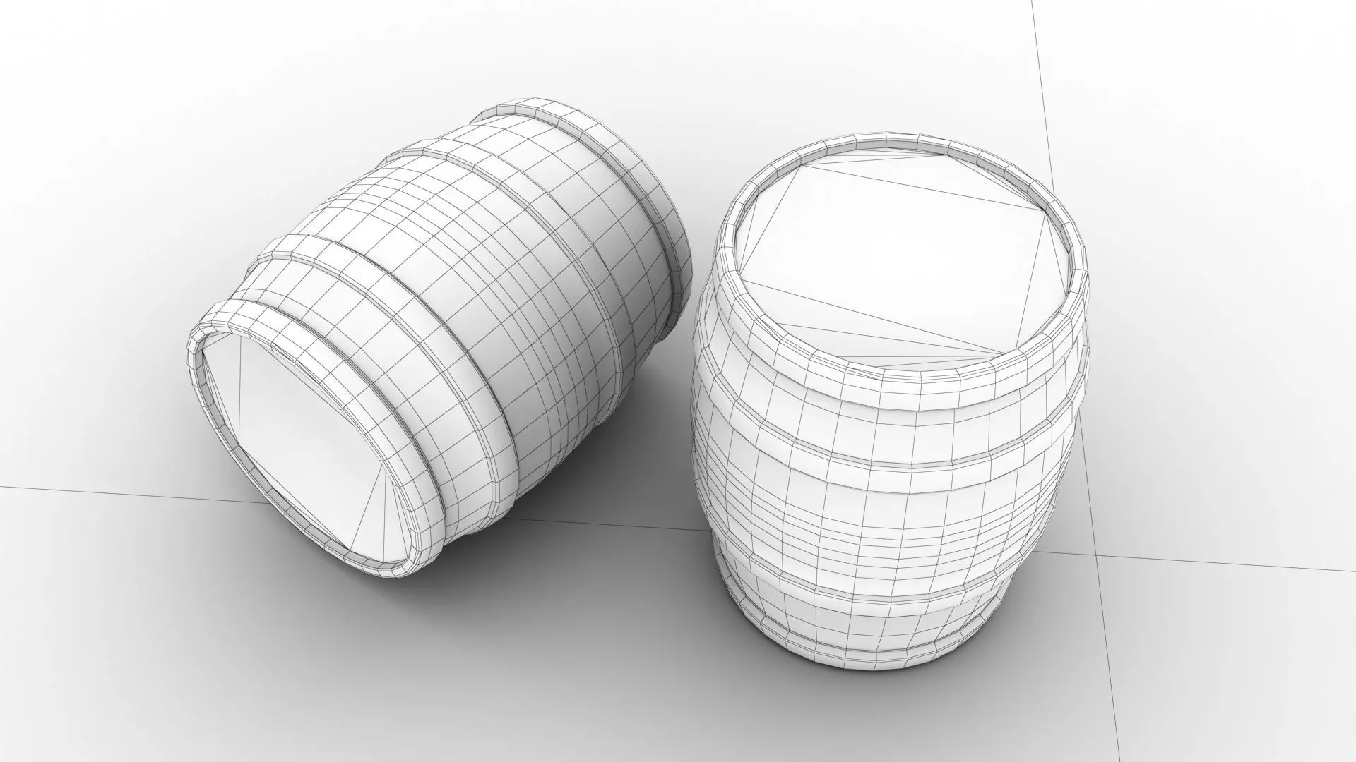 Stylized Wooden Barrel Low-poly 3D model_6