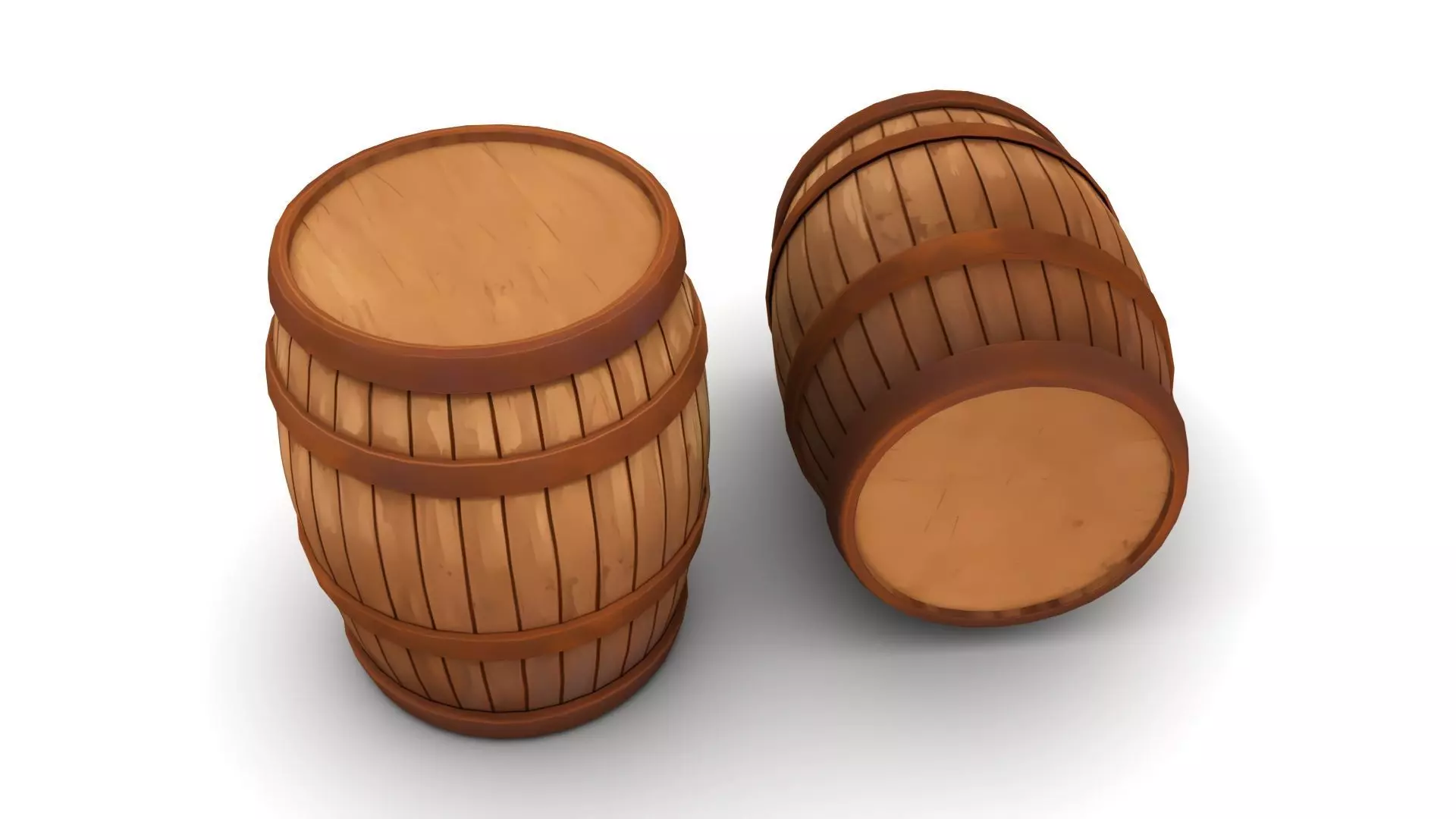 Stylized Wooden Barrel Low-poly 3D model_5