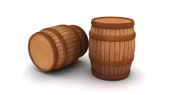 Stylized Wooden Barrel 