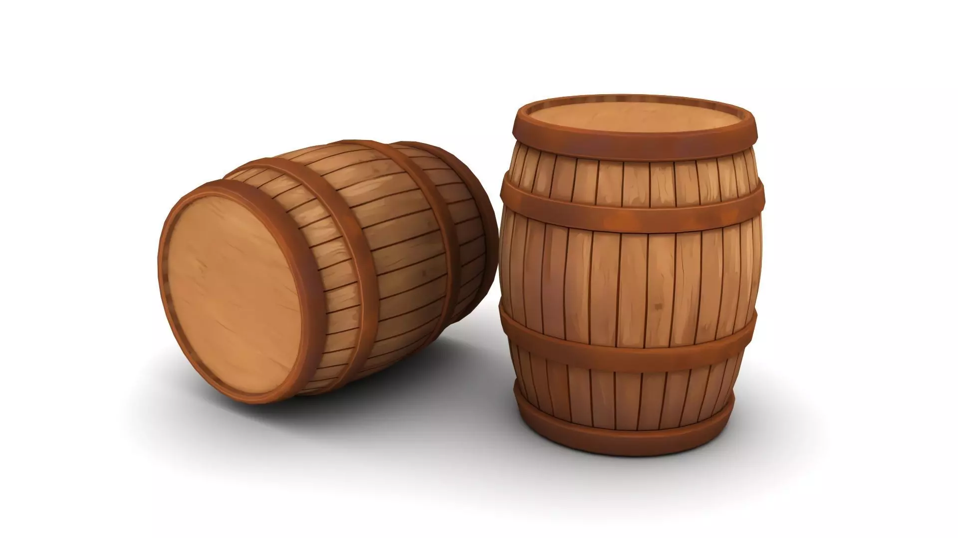 Stylized Wooden Barrel Low-poly 3D model_0
