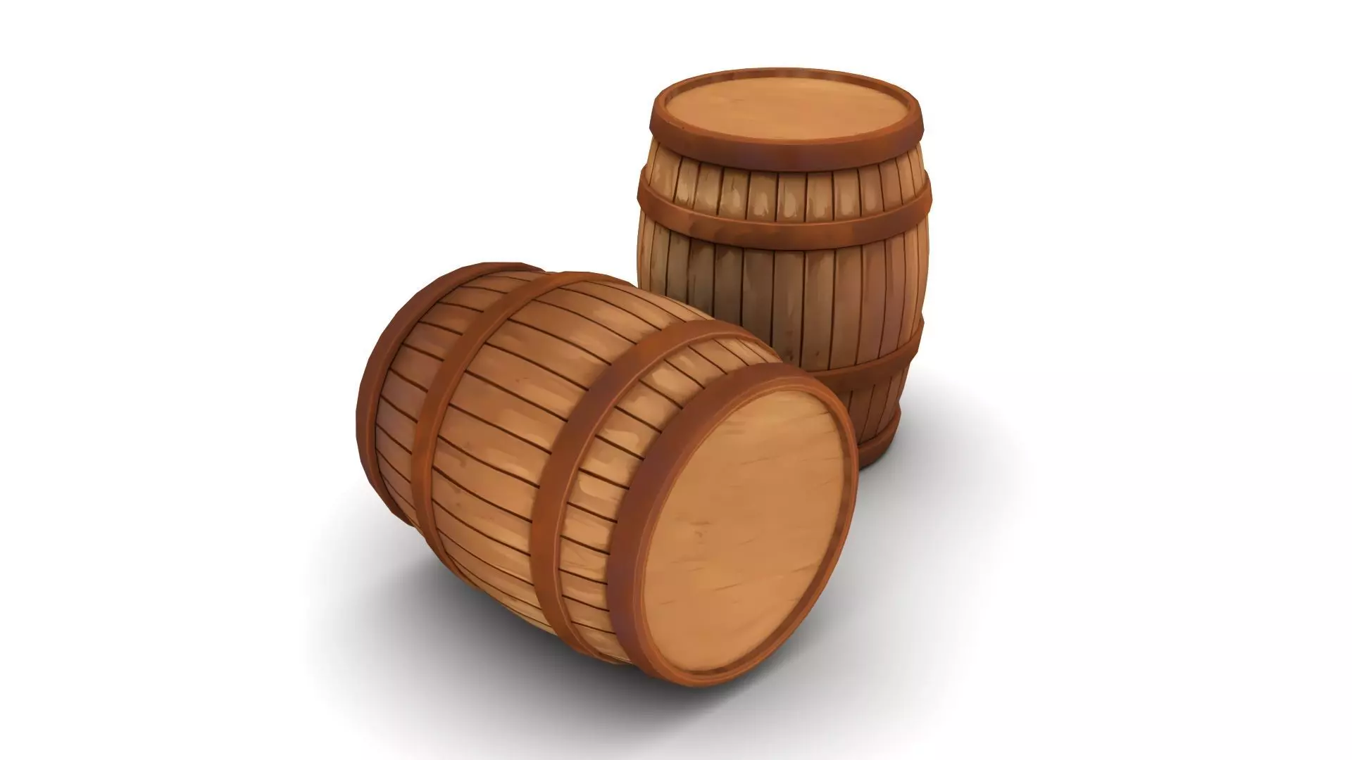 Stylized Wooden Barrel Low-poly 3D model_2