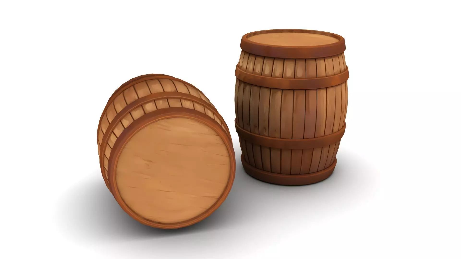 Stylized Wooden Barrel Low-poly 3D model_1