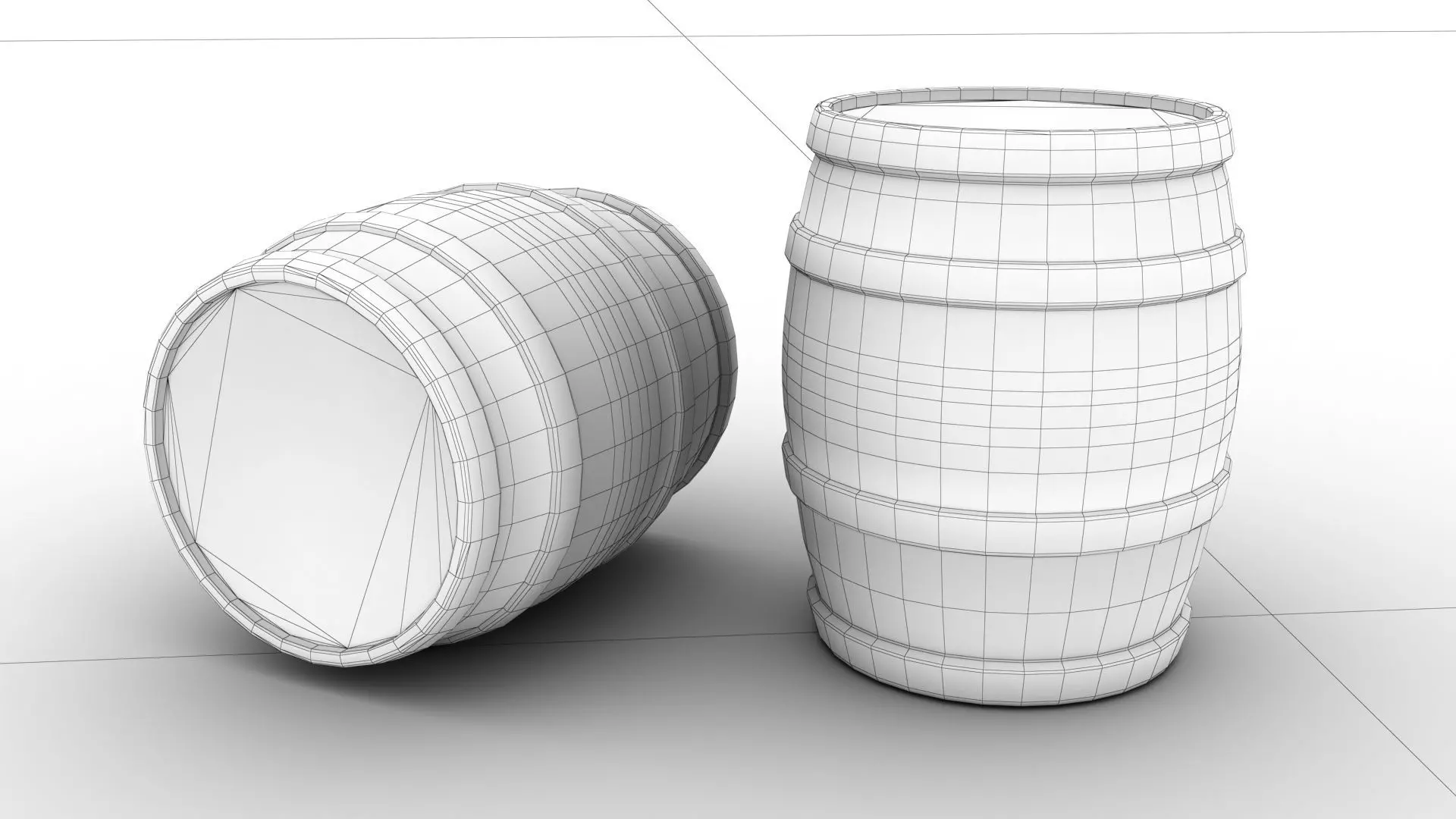 Stylized Wooden Barrel Low-poly 3D model_7