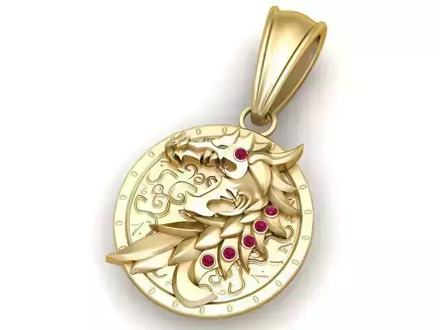 Gold Dragon Coin Pendant 3D Printable Model