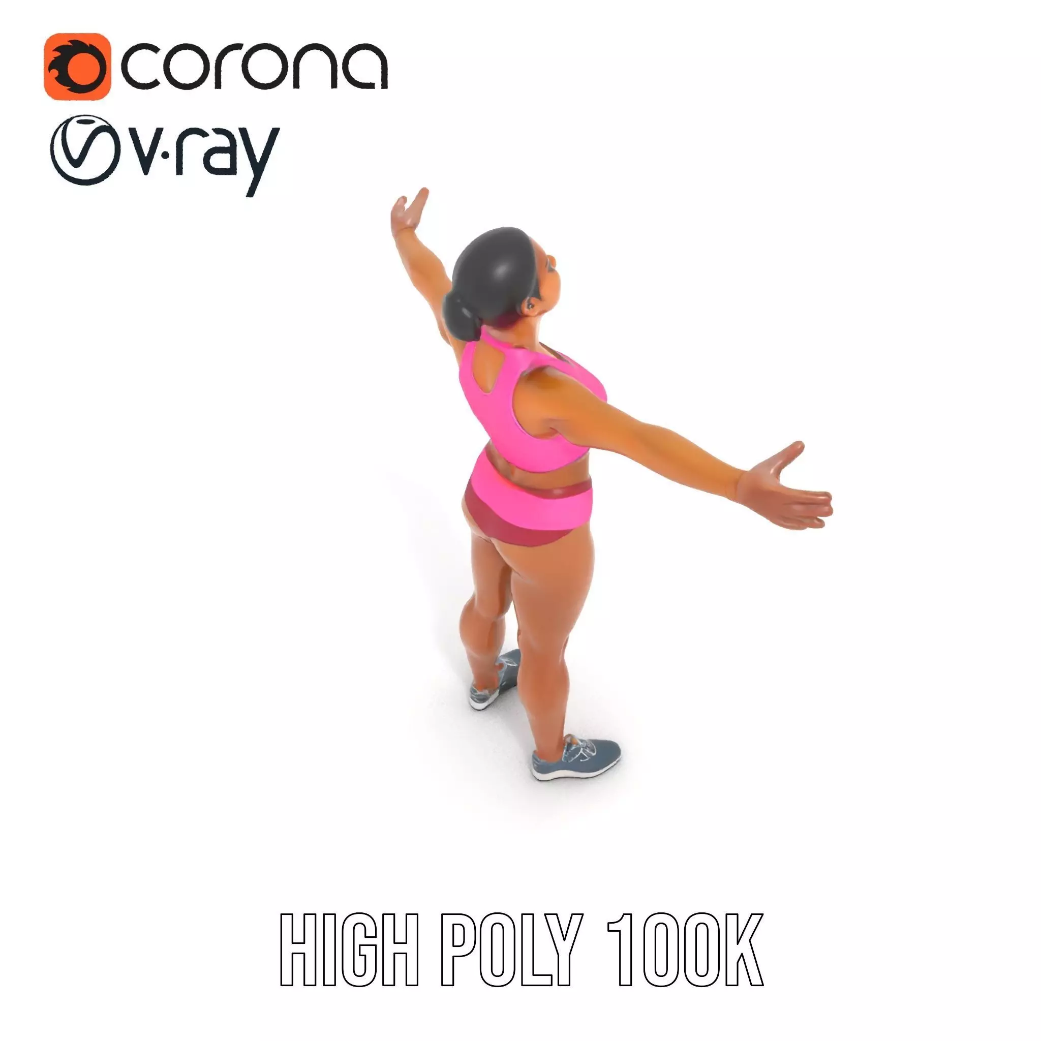 Athletic Female Fitness Outfit model pack Low-poly 3D model_28