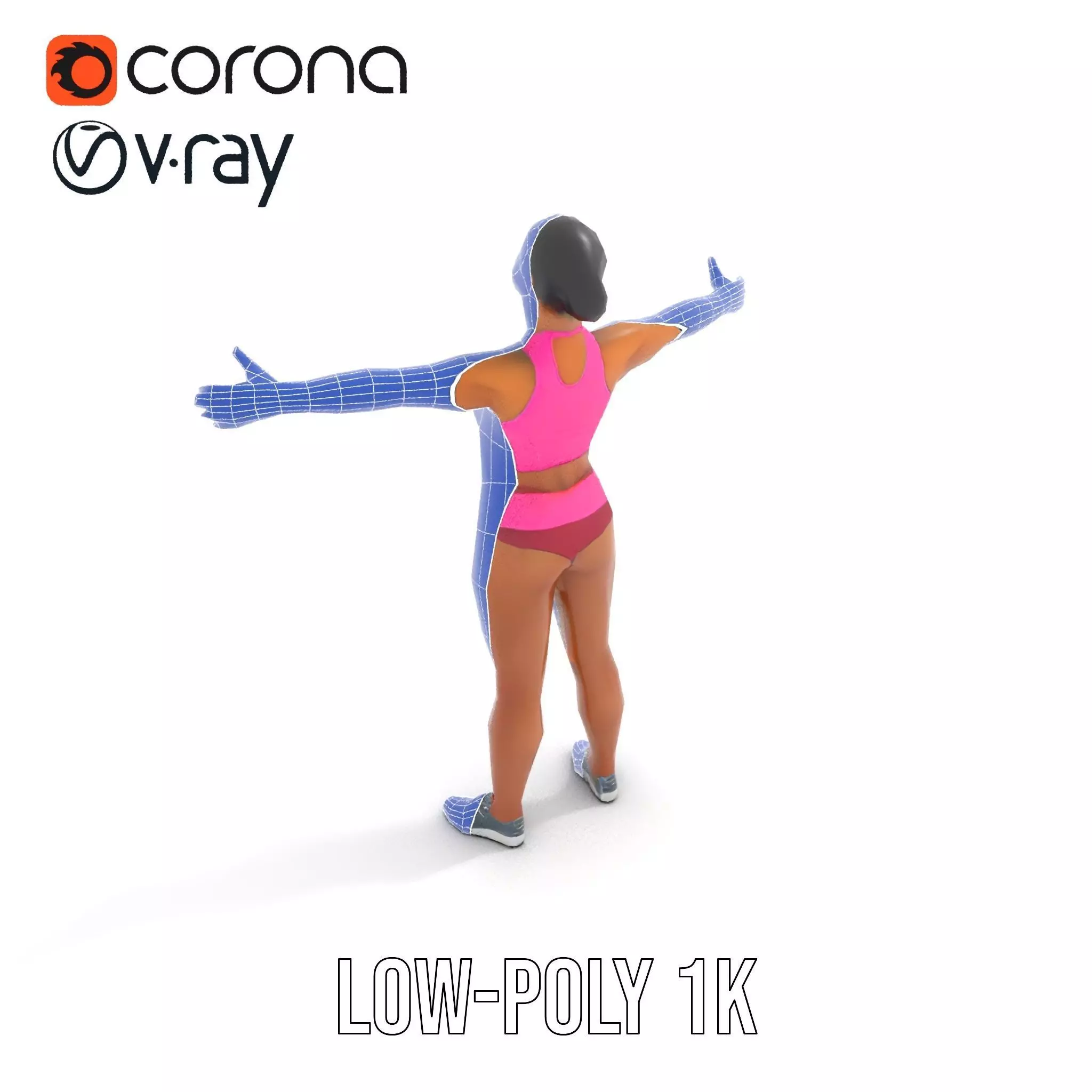 Athletic Female Fitness Outfit model pack Low-poly 3D model_16