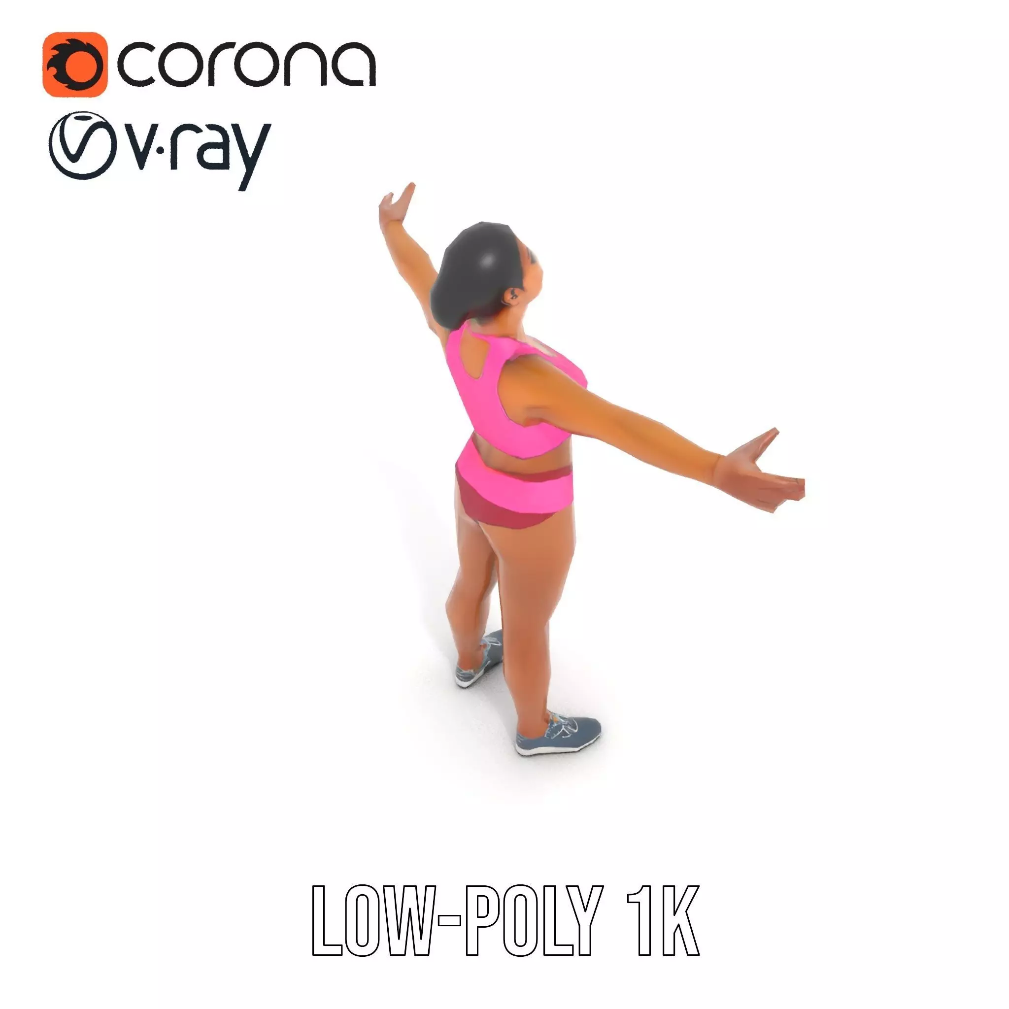 Athletic Female Fitness Outfit model pack Low-poly 3D model_7