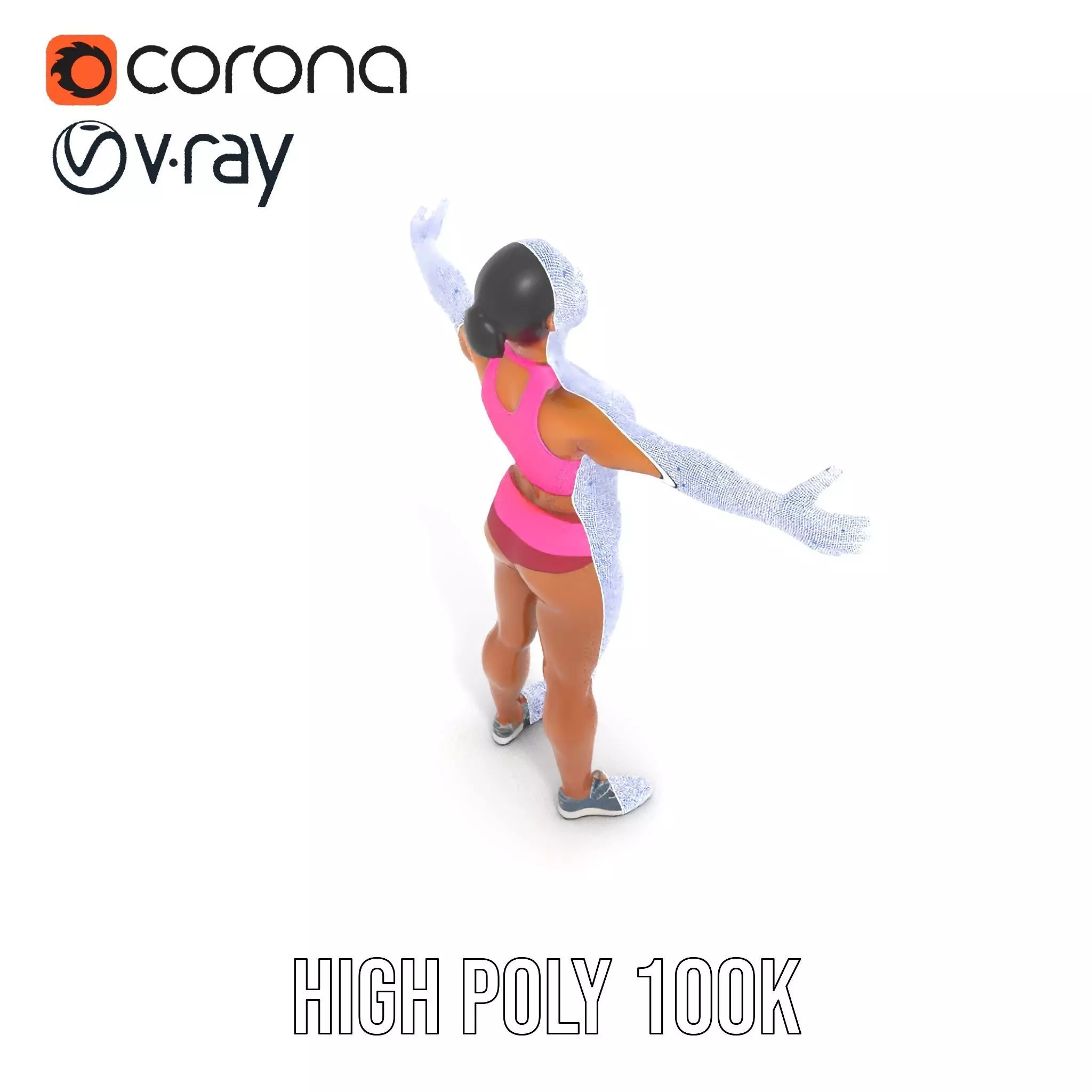 Athletic Female Fitness Outfit model pack Low-poly 3D model_32