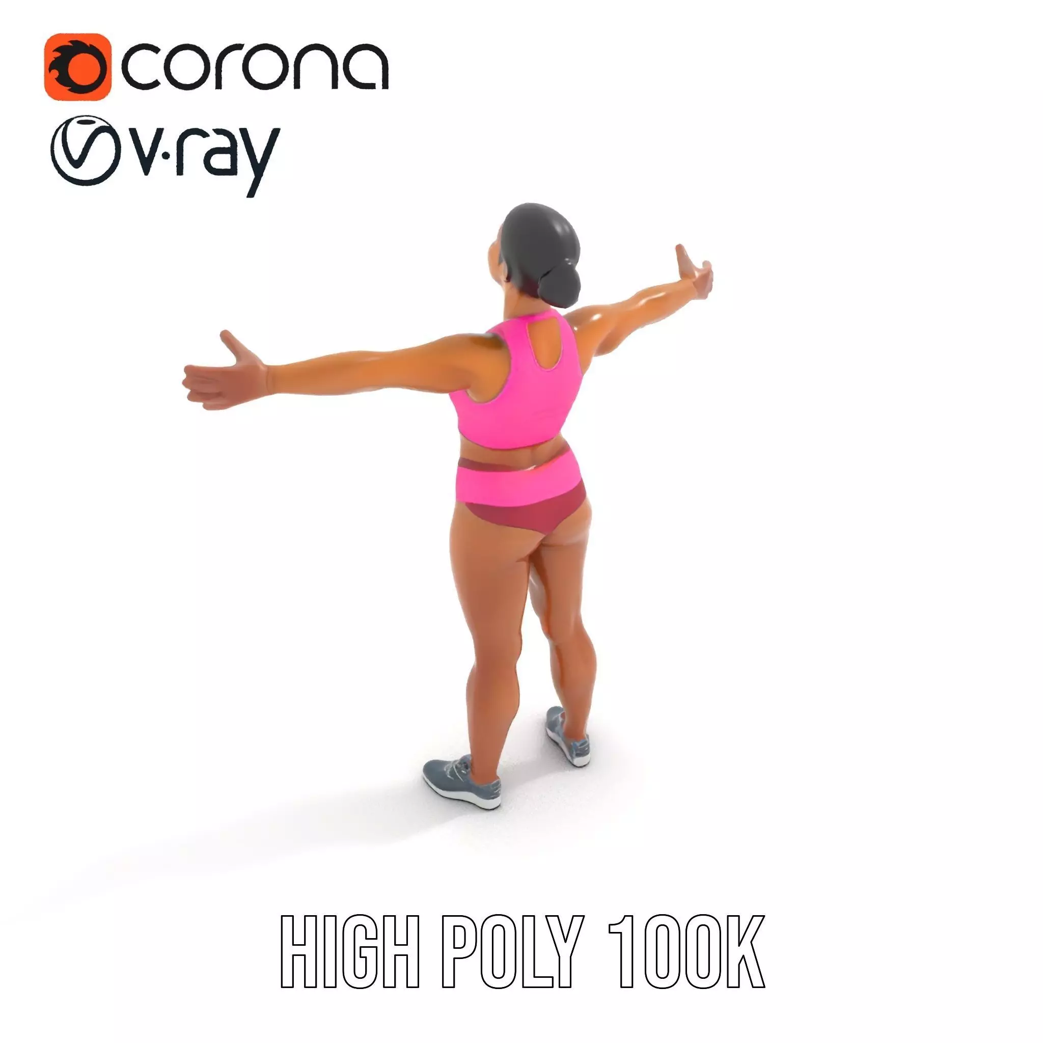Athletic Female Fitness Outfit model pack Low-poly 3D model_12